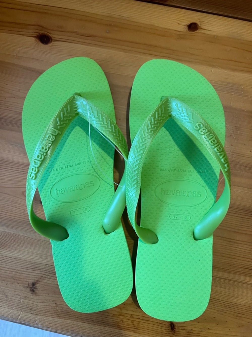 Havaianas Neon Green Rubber Flip Flops